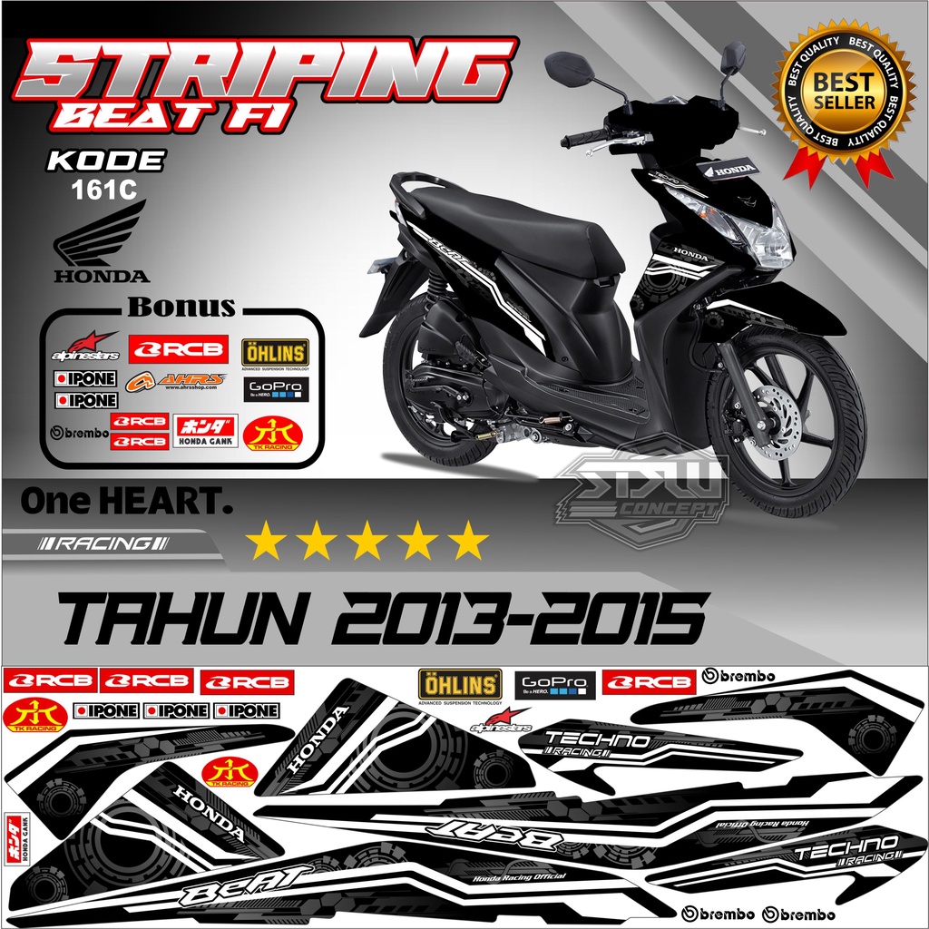 Striping Beat 2013-2015  Stiker Lis Motor Beat Variasi kode 161