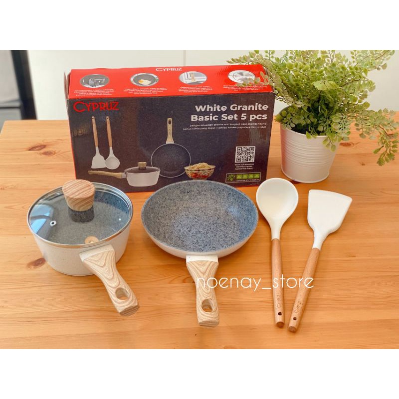CYPRUZ COOKWARE BASIC SET 5 PC, WHITE