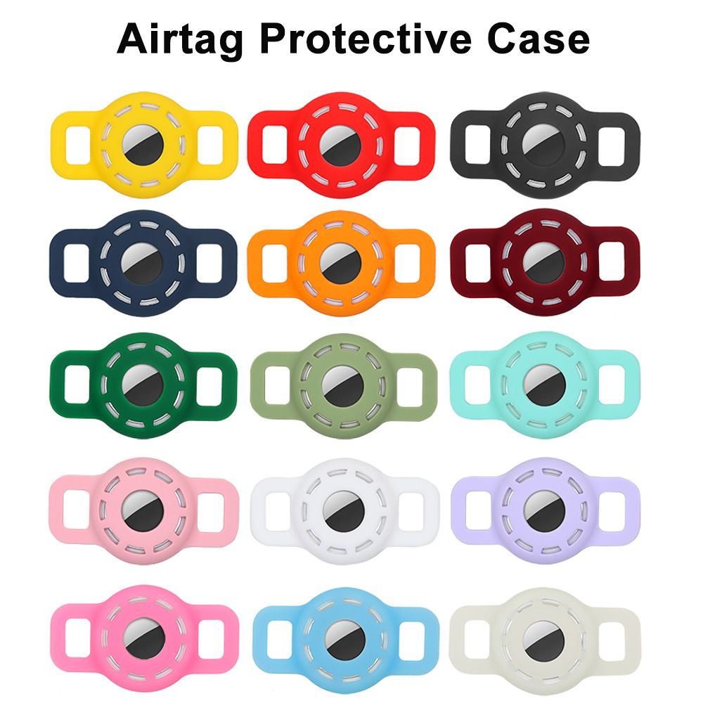 TOP New Airtag Protective Case Hollow Pets Anti-lost Locator Sleeve Air Tag Holder Silicone Useful For Apple Badges Airtags Dog Cat Collar GPS Finder Tracker Protector Cover/Multicolor