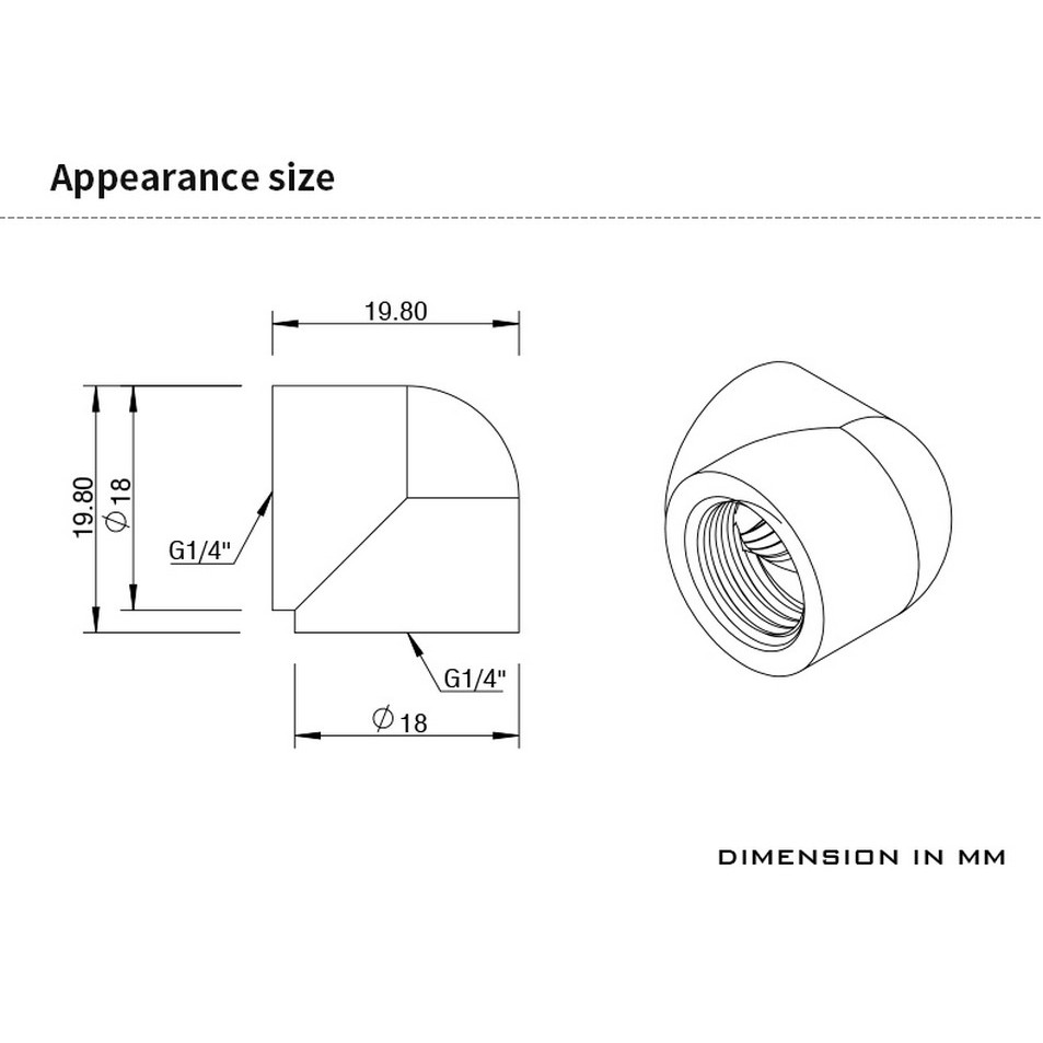 BARROW TDWT90SN-V2 90° Adapter F-F G1/4 Fitting - White