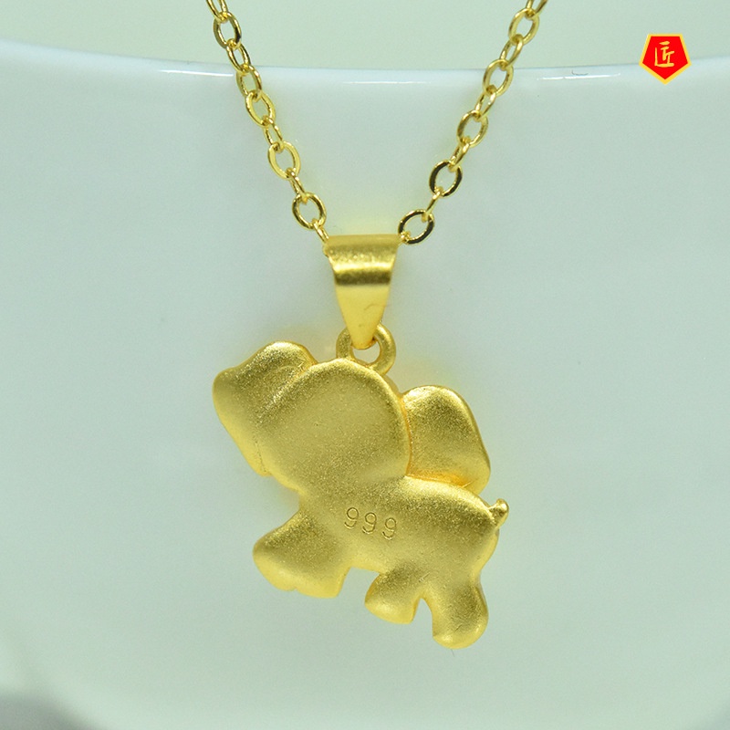 [Ready Stock]Dancing Elephant Gold Pendant Cute Fashion