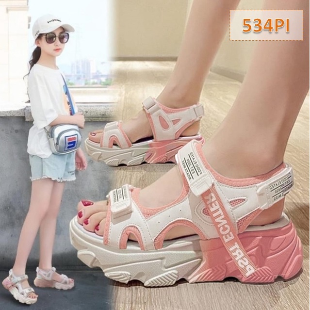 Sandal Anak Cewek Cowok Center Hitam Hijau Oren Pink (534)