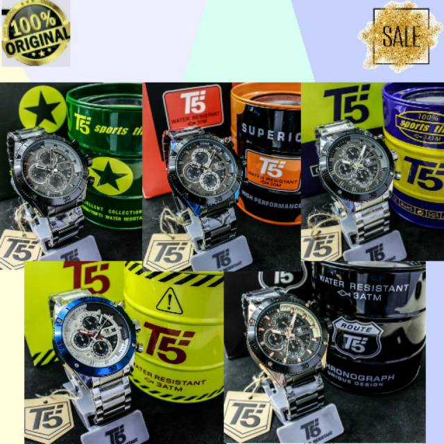 Jam tangan sport pria T5 H 3642 Original Water proof