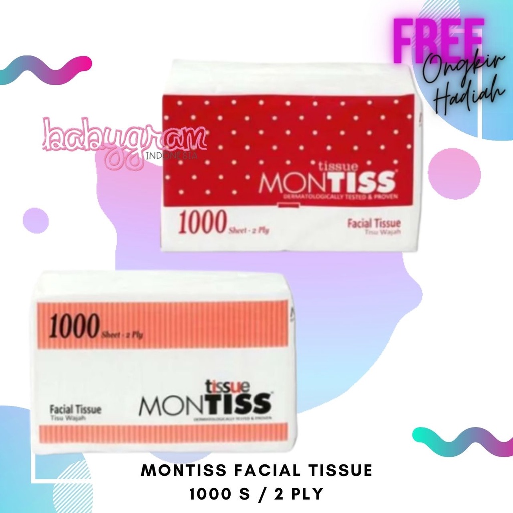 MONTISS 1000 Sheets Facial Tissue Tissu Tisue montis Tisu wajah 1000 sheet 2 Ply 2ply gram