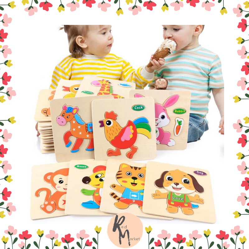 RM397 COD Puzzle Kayu Anak  Jigsaw untuk  Batita Balita  