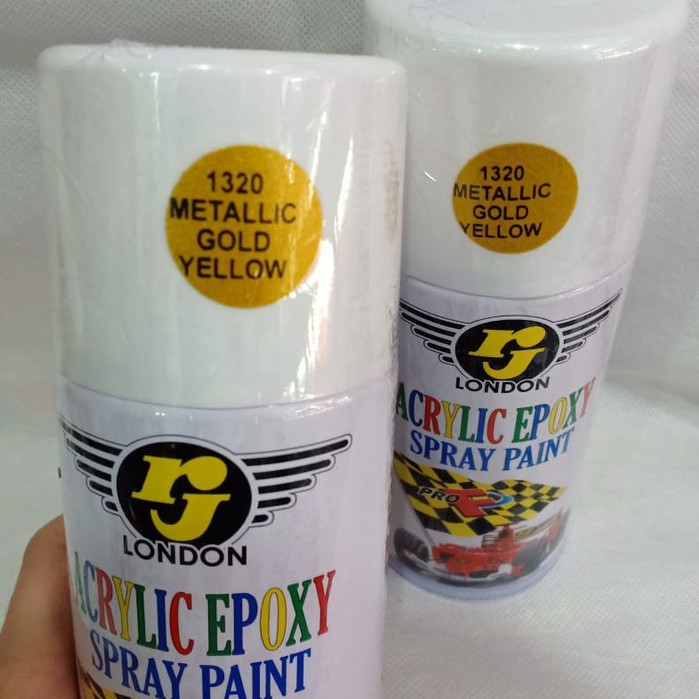 Pilox Pilok Cat Semprot RJ London 300cc / 300ml - Metallic Gold Yellow / Kuning Emas (1320)