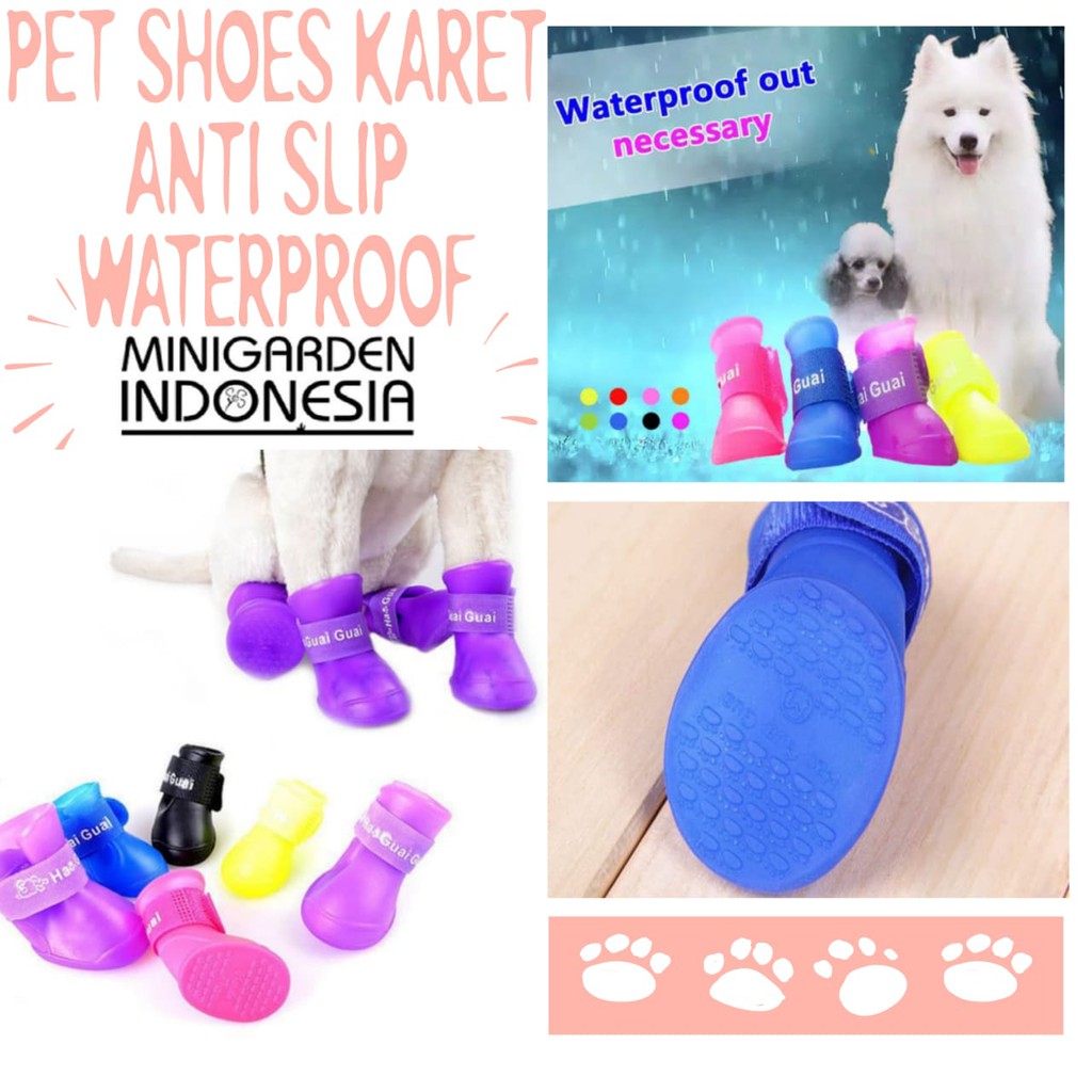 PET SHOES KARET BOOTS RUBBER sepatu boot karet hewan anjing kucing anti slip anti air hujan