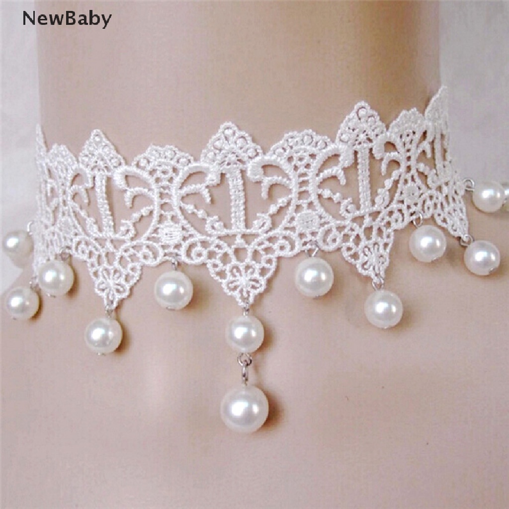 Newbaby Kalung Choker Lace Sexy Romantis Hias Mutiara Untuk Wanita