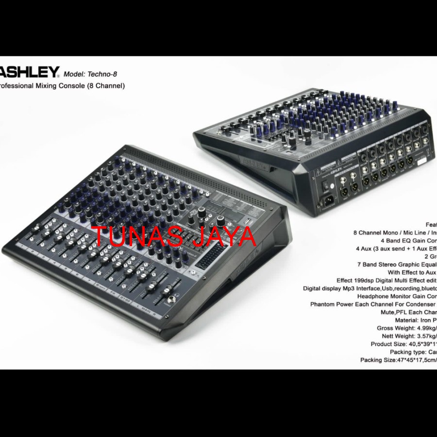 MIXER AUDIO ASHLEY TECHNO8/TECHNO 8 8CHANNEL