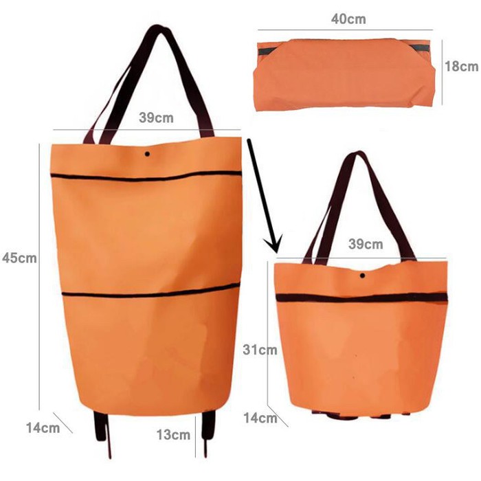 Trend-Tas Troli Belanja Lipat Tas Shopping Trolley Bag Tas Belanja Roda Trolly 801