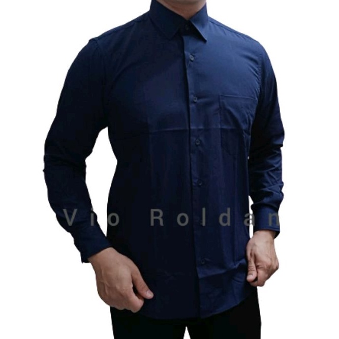 Kemeja Polos Pria Kemeja Formal Kemeja Katun Kemeja Kerja Kemeja Pria NAVY