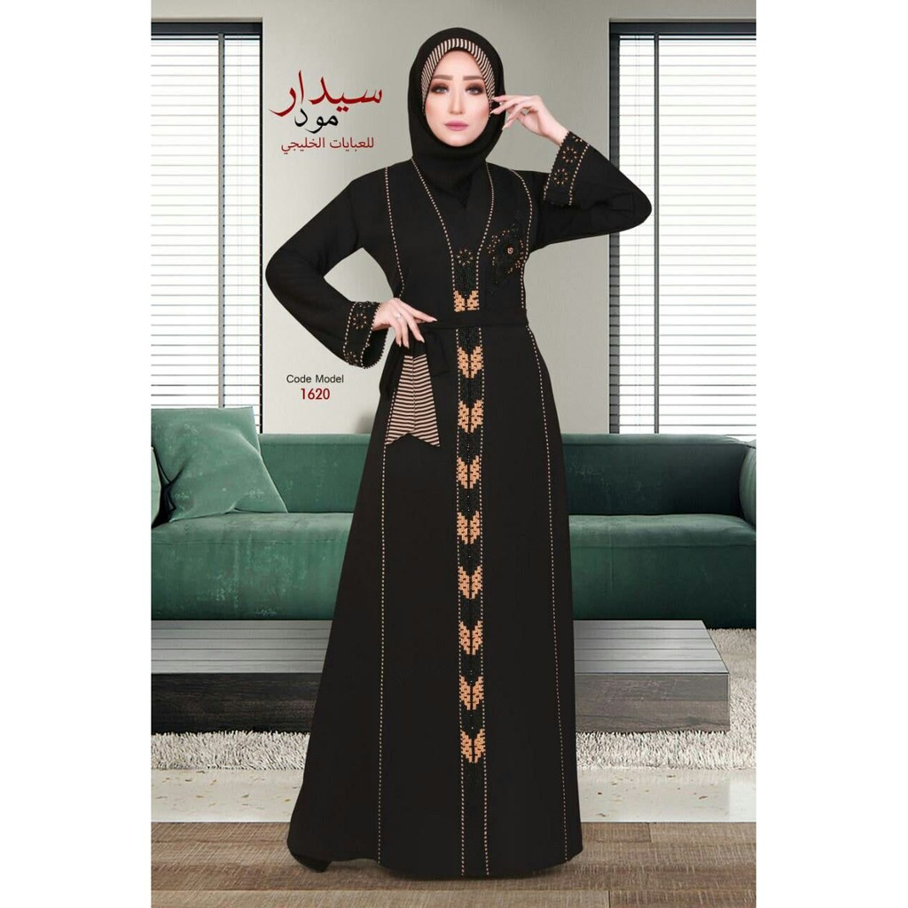 Jual Abaya Hitam Turkey Jelblack Bordir Arab Turki Gamis Syari Terbaru