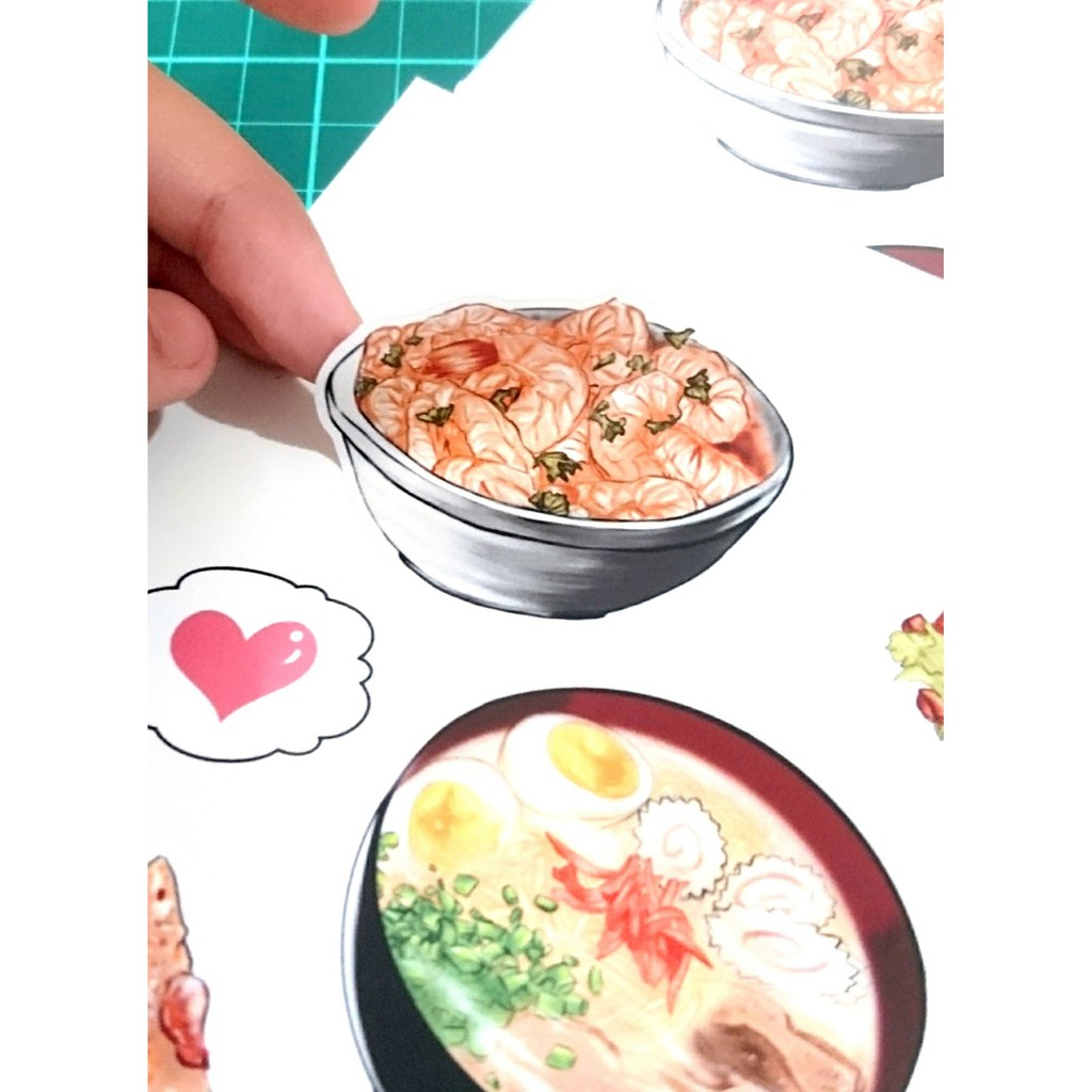 sticker foodies a5 japan food stiker anime ramen sushi pizza food