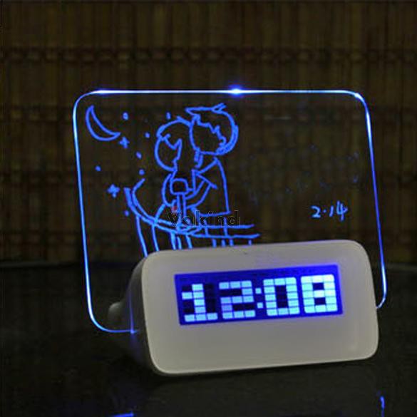 Gs8 Jam LCD Display Alarm Clock +  Memo Board Jam Meja Dekorasi