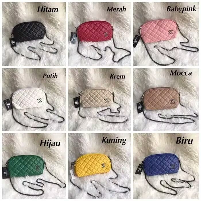 DOMPET CHANEL / SLEMPANG TAS WANITA 2 RUANG MURAH - Hitam
