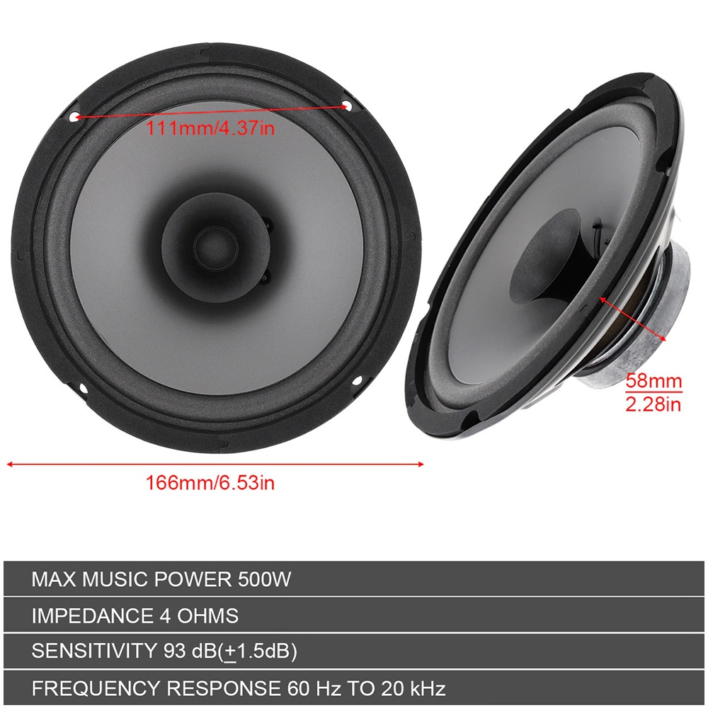 Pcinener Speaker Mobil HiFi 6.5 Inch 500W 1 PCS - TS-601 - Black
