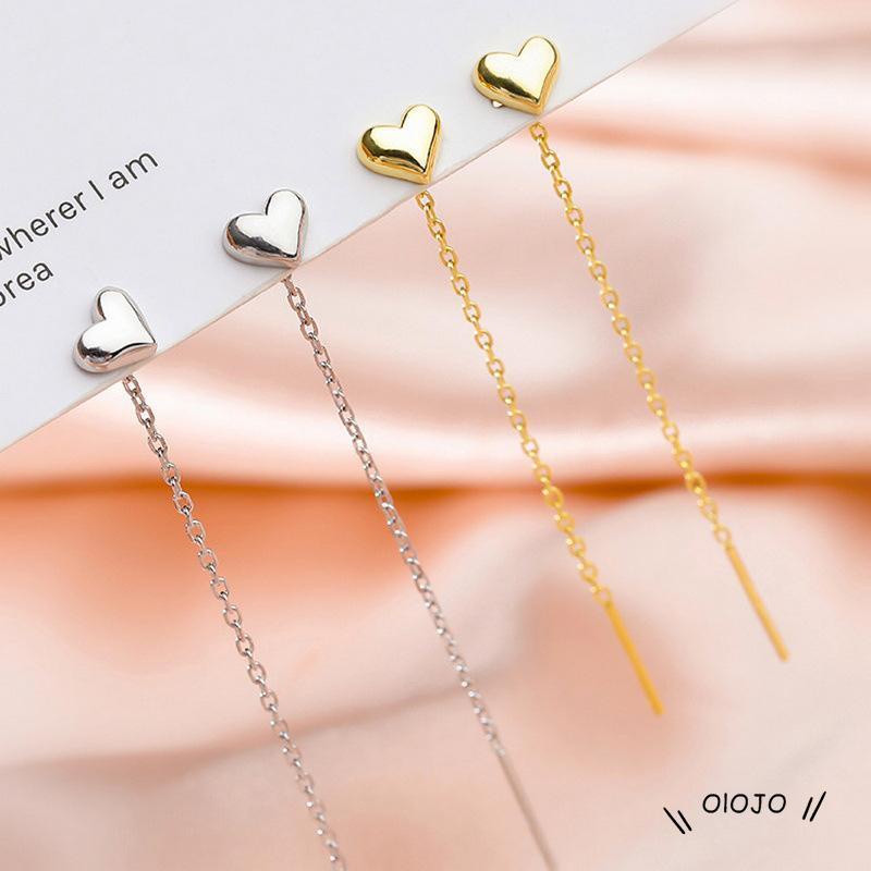 【COD】Anting Tusuk Gantung Bentuk Hati Warna Silver Untuk Wanita