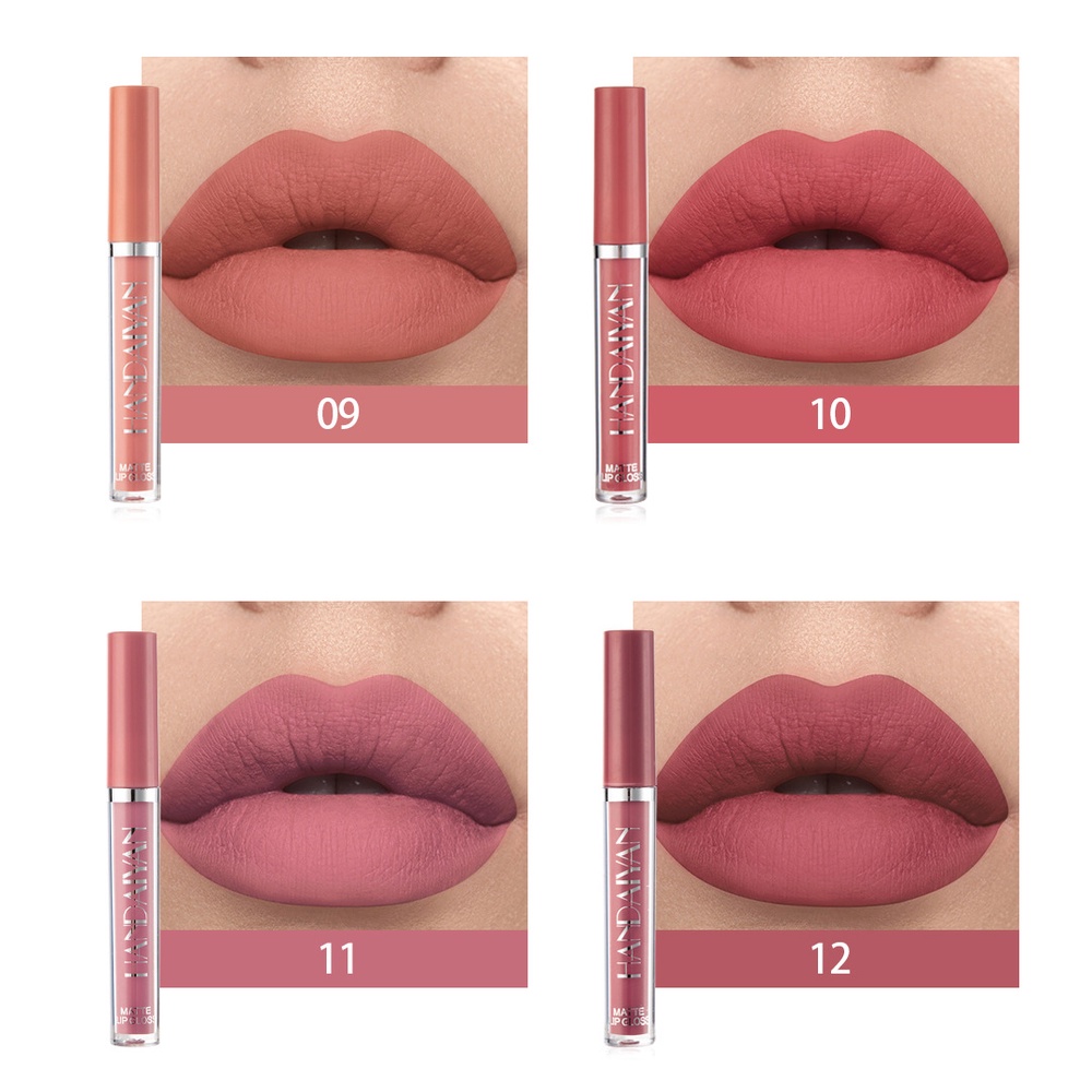 Allphv/Handaiyan  Lip Gloss Matte Liquid Long-lasting Kissproof Waterproof Moisturizer Non-Stick  Lipgloss Korean Lipstik Lip Cream Pelembab Cair Cepat Kering Tahan Air Fashion Lip gloss lipstik Liquid Lip Tint