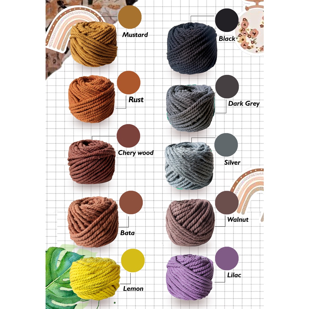 Tali Macrame Katun Warna 4mm kemasan 1 kg