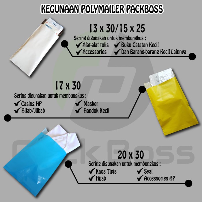 

Menyurat-Surat- Polymailer Packboss 20X30 Isi ±100 *Kualitas Boss * Harga Termurah* - Hitam Non
