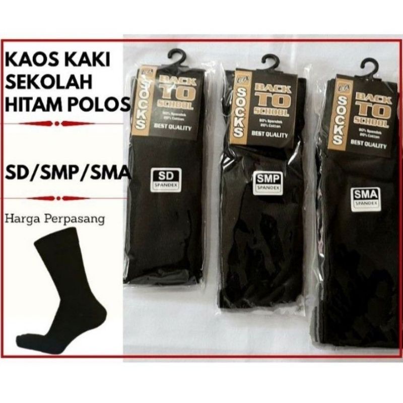 KAOS KAKI SEKOLAH Hitam putih hitam polos tebal termurah|| kaos kaki SD||SMP||SMA SATUAN