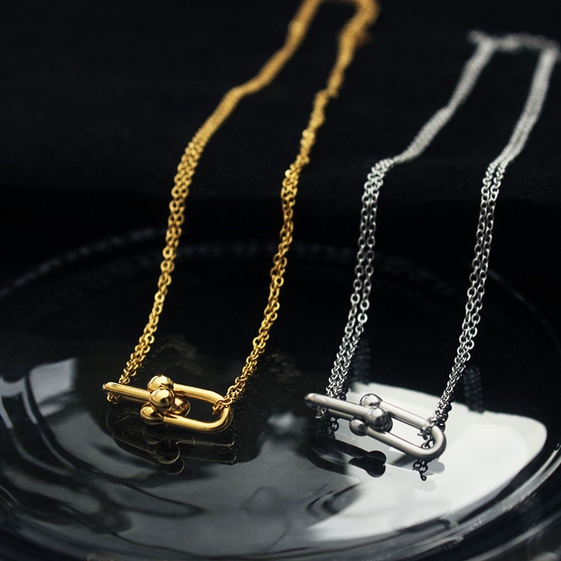 Kalung U bentol rantai nori double titanium korea style anti karat - ercassia