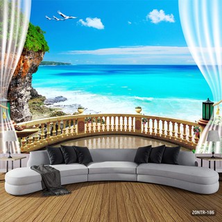 Wallpaper Custom Mural Photowall Background Motif Pantai 3D | Shopee