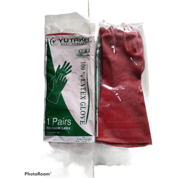 TERMURAH SARUNG TANGAN KARET LATEX / TERLARIS SARUNG TANGAN RUBBER GLOVE 12 INCH MERAH