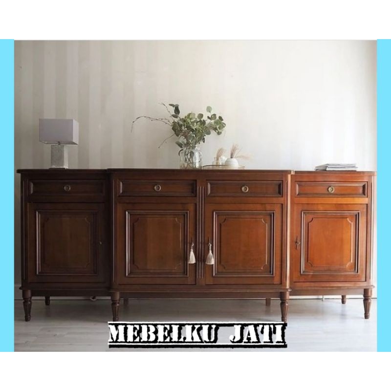 meja tv kayu jati bufet pendek minimalis jati panjang 2 meter