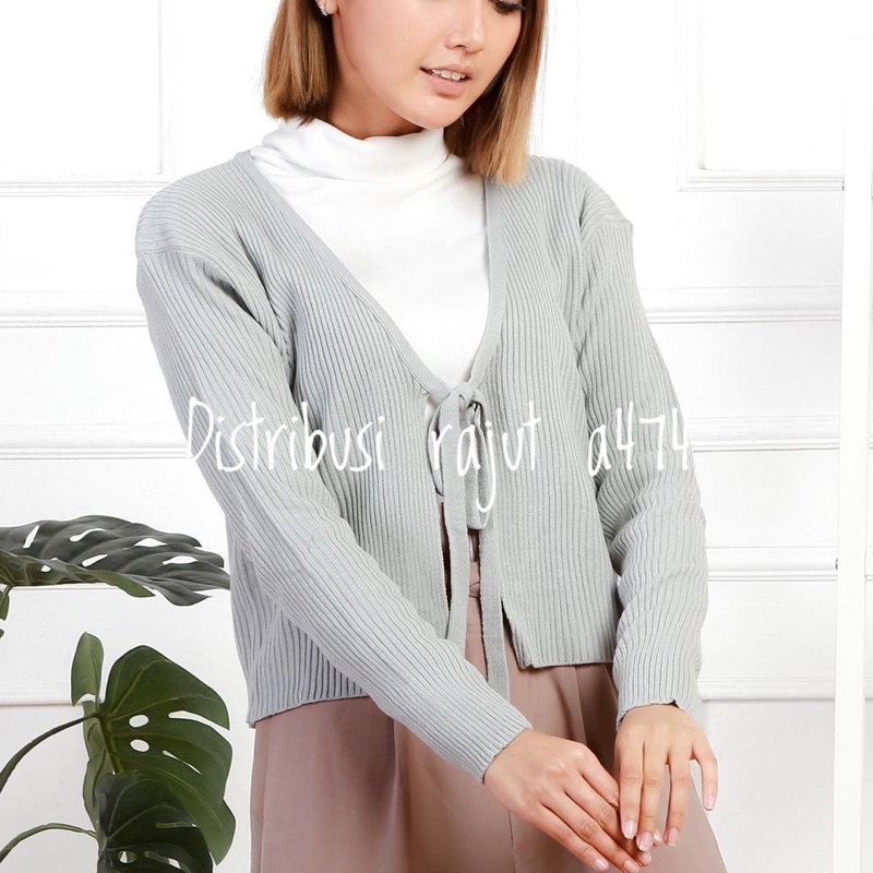 BAILEY CARDY CROP RAJUT TALI DEPAN /ANGEL BOTON SKRIT/SWEATER RAJUT ALA KOREAN