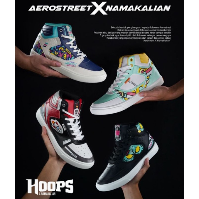 Aerostreet hoops x Ajiwal putih hitam toska size 43
