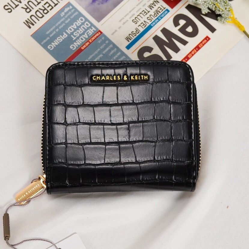 DOMPET LIPAT DOMPET KARTU CH4RL3S&amp;K3ITHH BASIC MINI CROCO SHORT WALLET WITH BOX #3110