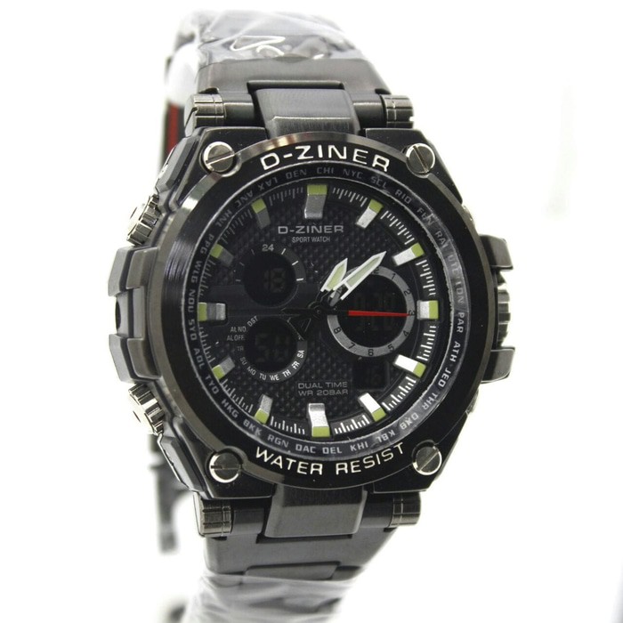 Jam Tangan Pria / Cowok D-Ziner Z842 Original Rantai Black White