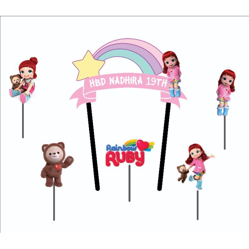 Topper Cake Rainbow Ruby PAKE NAMA