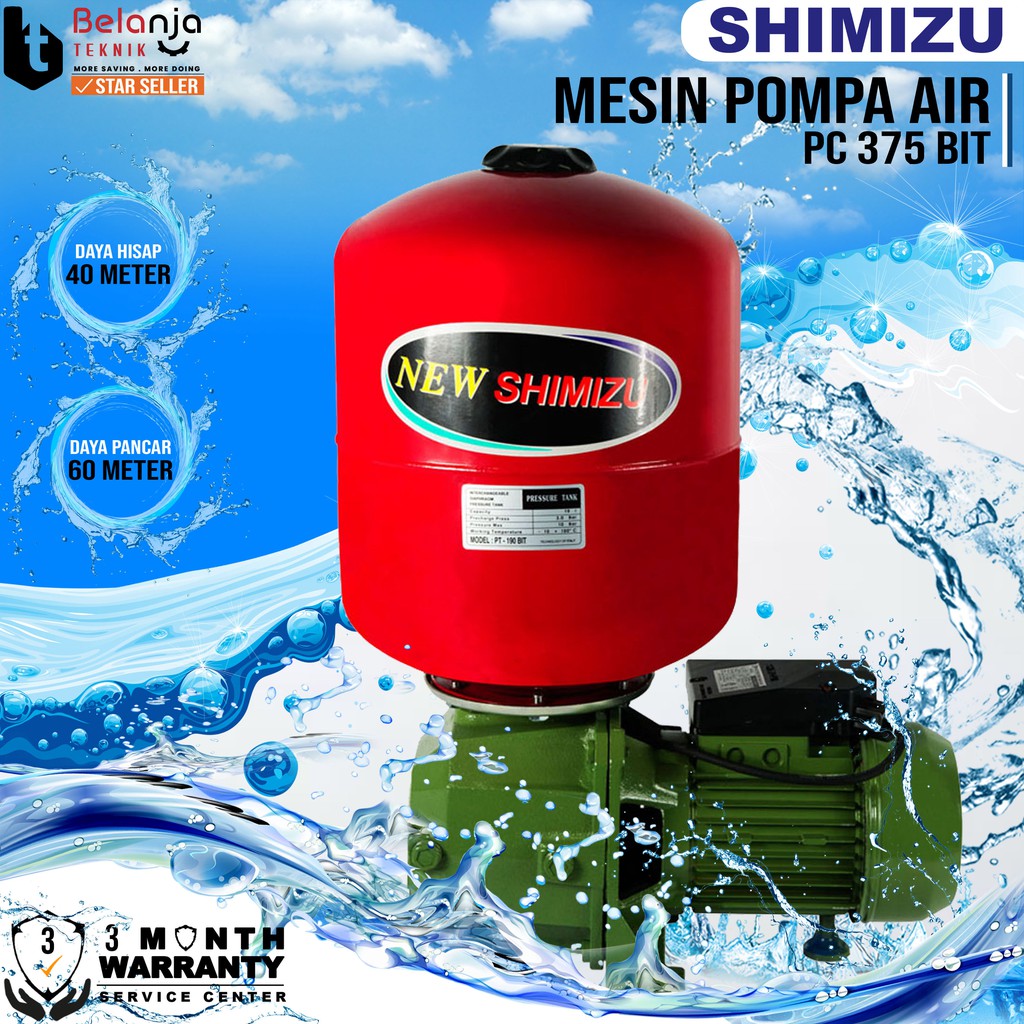 Shimizu Pompa Air Jet Pump PC 375 Bit Jetpump 40 Meter 375 Watt PC375