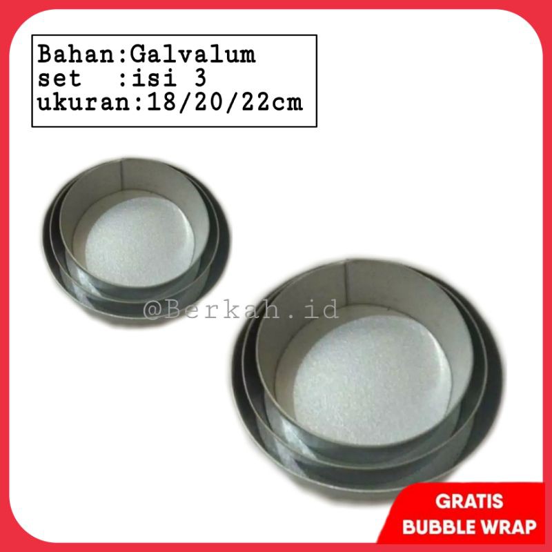 Loyang bulat susun/set/isi 3 tinggi 7 cm bahan galvalum