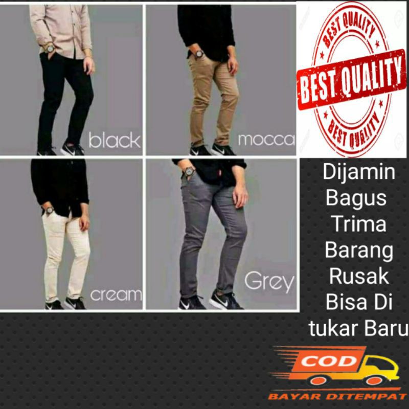 Celana Chino Panjang Pria Jumbo Big Size Bahan Melar Size 44