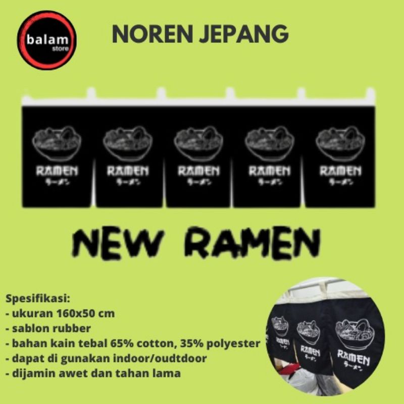 Jual Noren Tirai Jepang New Ramen Warna Hitam Shopee Indonesia