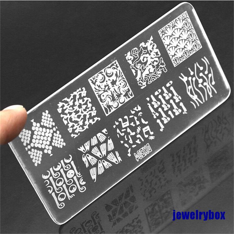 (Jewelrybox) Stempel / Cap Kuku + Scraper Untuk Nail Art / Manicure