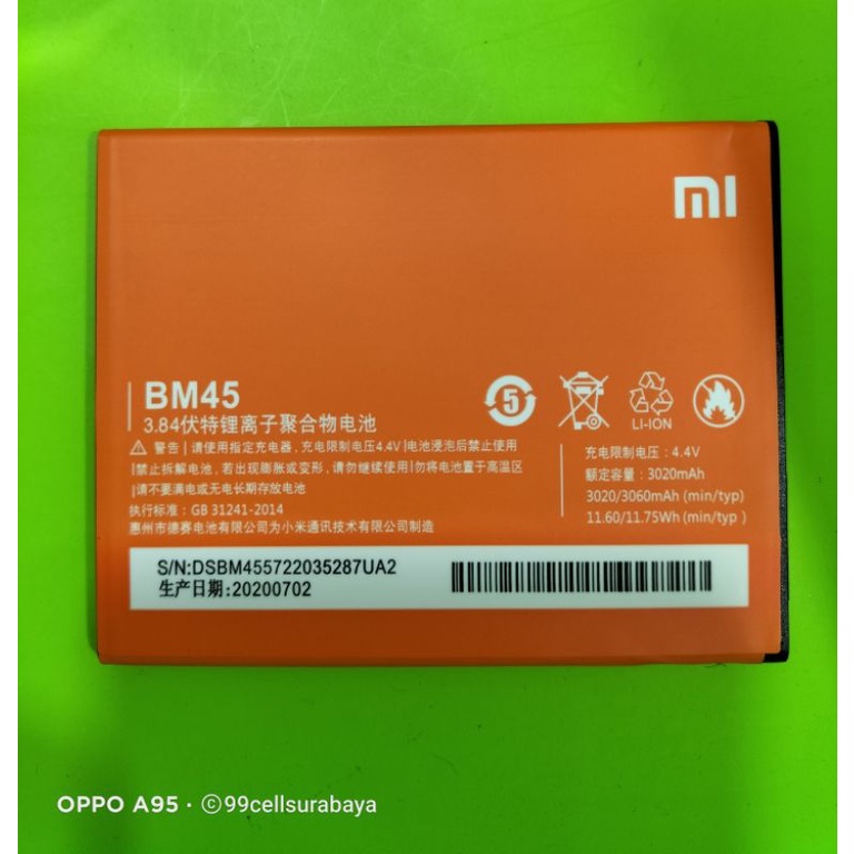 Baterai | Battery | Batre Redmi Note 2 | Baterai BM 45 Original