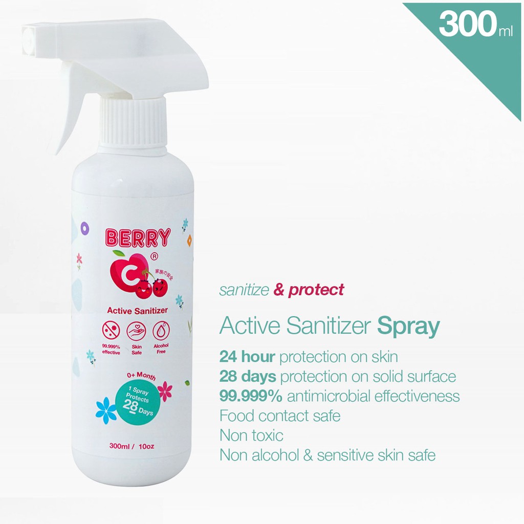

TEVO BerryC (Berry C) Active Sanitizer Awet 24Jam di Kulit / 28Hari di Objek dengan QAC 300ML