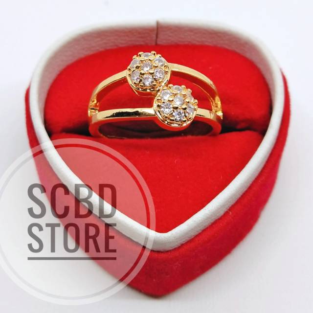 Cincin Wanita Motif Permata Bulat