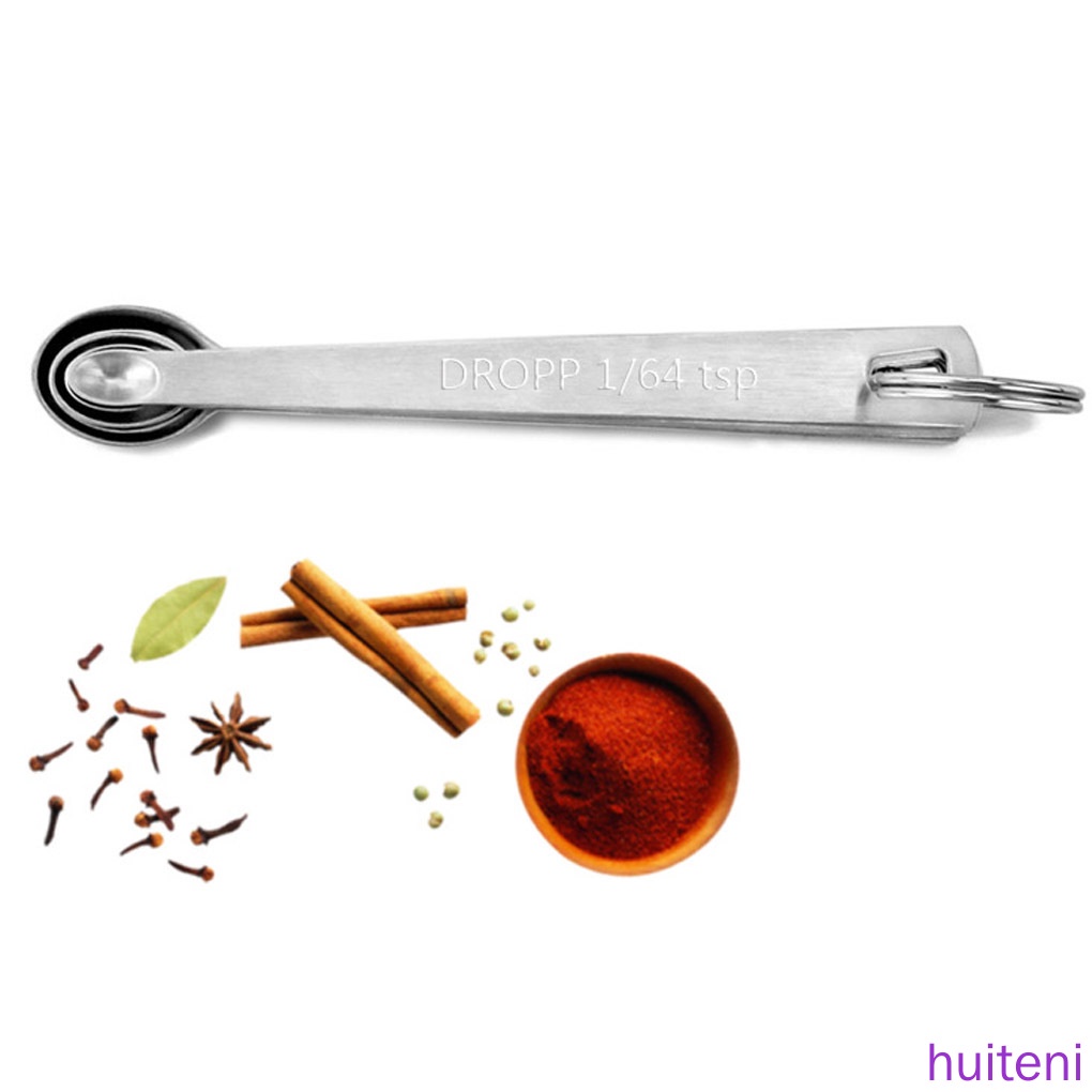 (Huite) 5pcs Sendok Takar Kecil Bahan Stainless Steel Untuk Bumbu Dapur