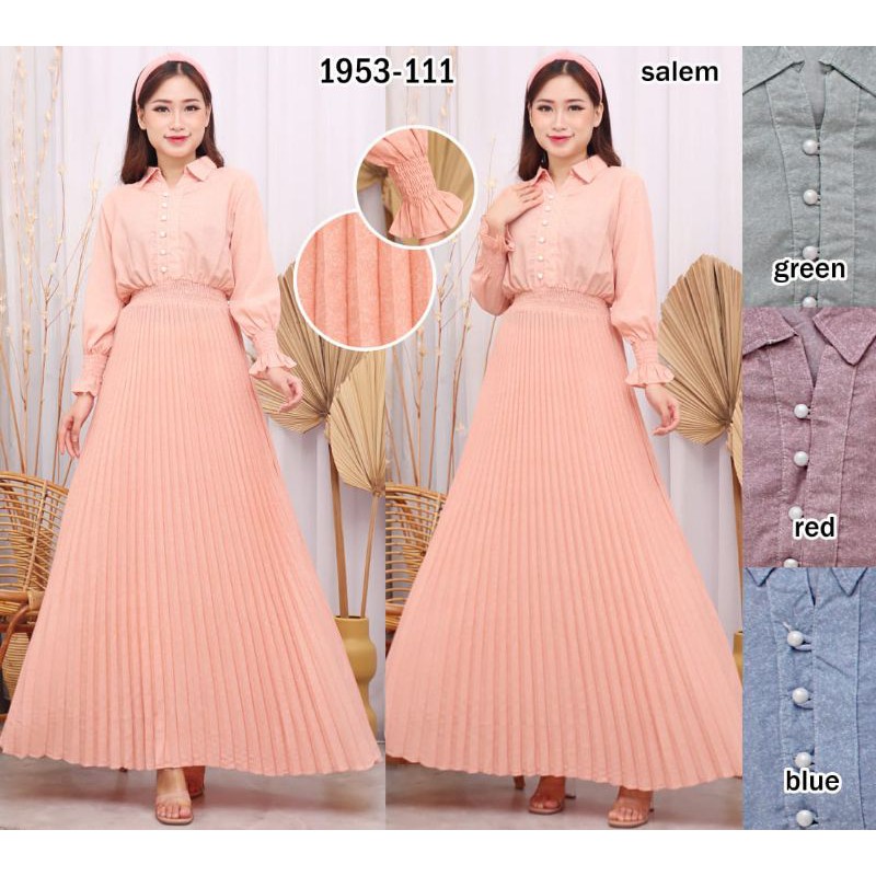 GAMIS ATAU DRESS PLISKET BY COCOYU BUSUI KANCING SMOK PINGGANG