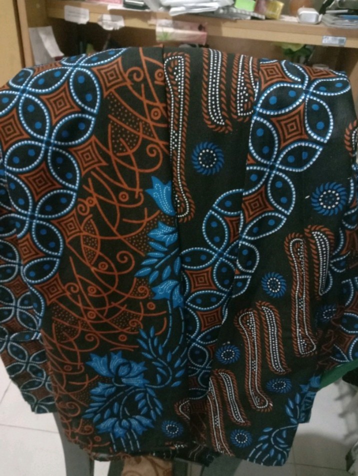 Promo Batik Couple Keluarga Sarimbit Sania Ruffle Batik Ori Ndoro Jowi Dnt Motif Seno Biru