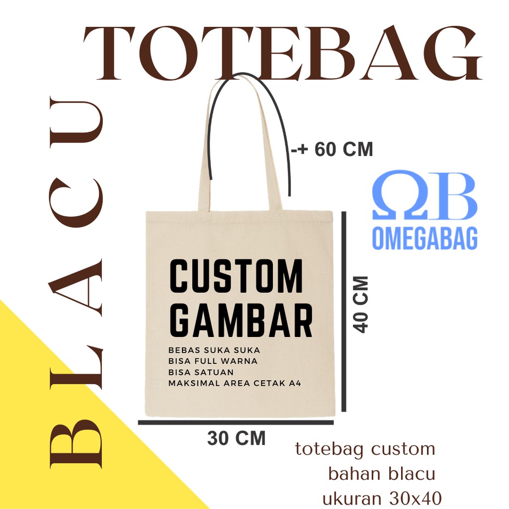 TOTEBAG BLACU CUSTOM SABLON 30x40