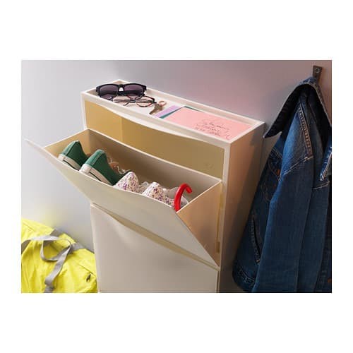 TRONES Kabinet tempat sepatu hitam / putih / abu hijau, 52x18x39 cm