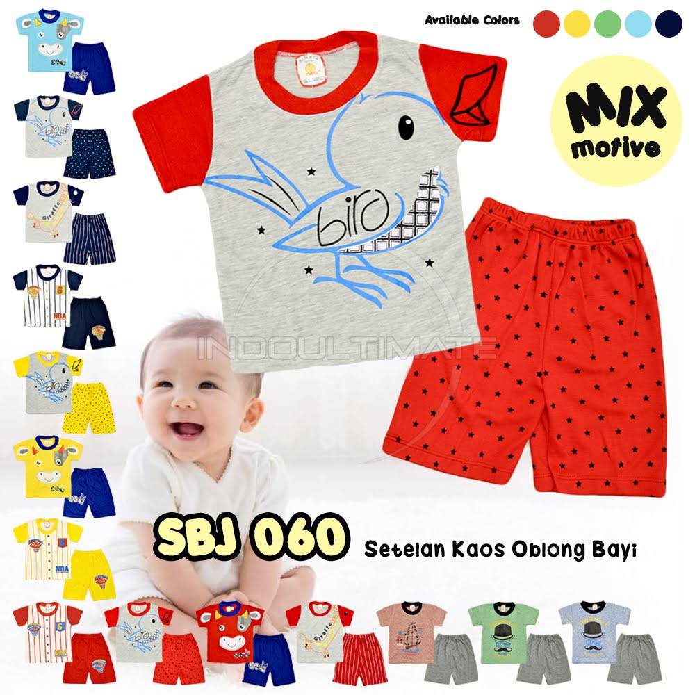 Katun Tebal Setelan Baju Pendek Anak Bayi Celana Kaos Pakaian Atasan Bayi cowok cewek SBJ-060