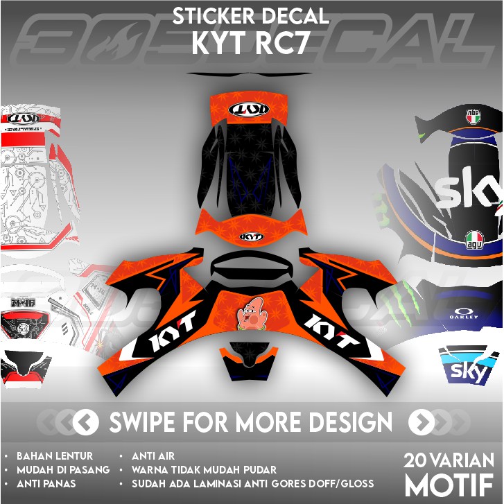 Sticker Decal Helm KYT RC7 Part 1 | Decal Helm | Decal Sticker