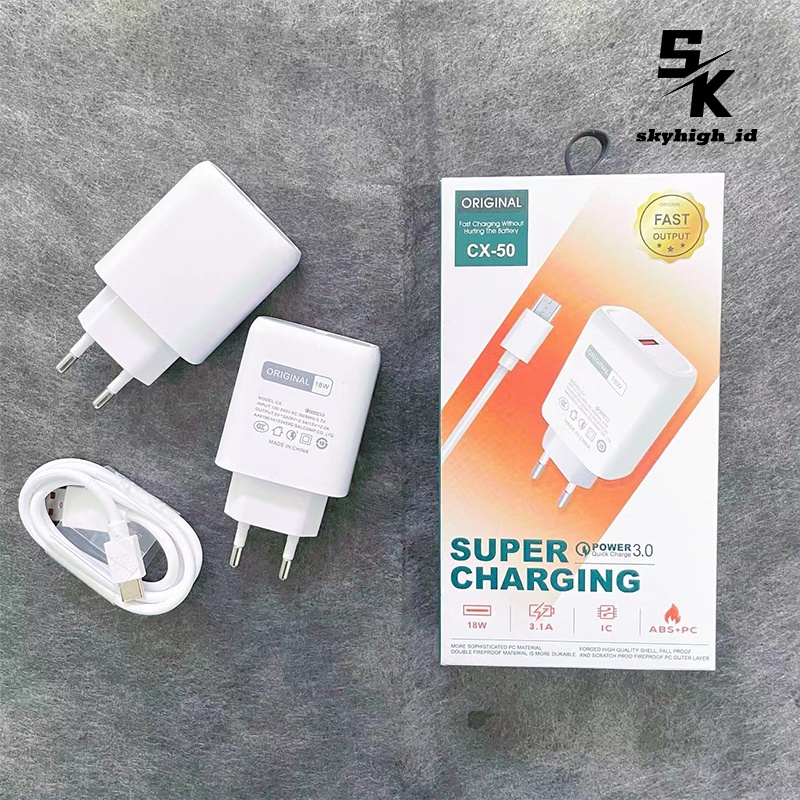 【CA017】[GROSIR/COD] Skyhigh CX-50 Charger 5A 18W Travel Adaptor Colokan QC3.0 USB Port Quick Charging